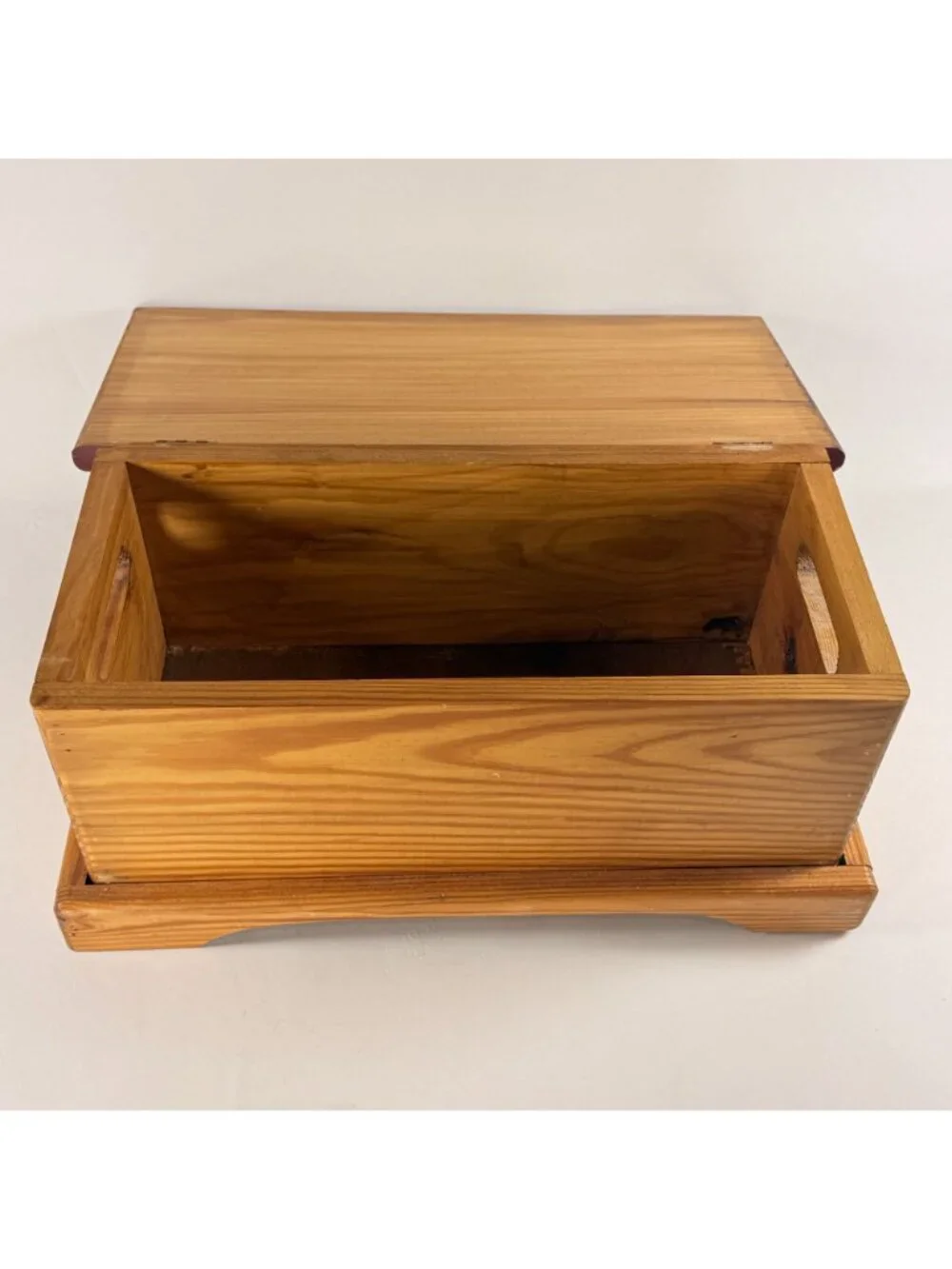 Handcrafted Wooden Bread Box W/ Hinged Lid & Hand Painted Fruit Design 19.5x9.5